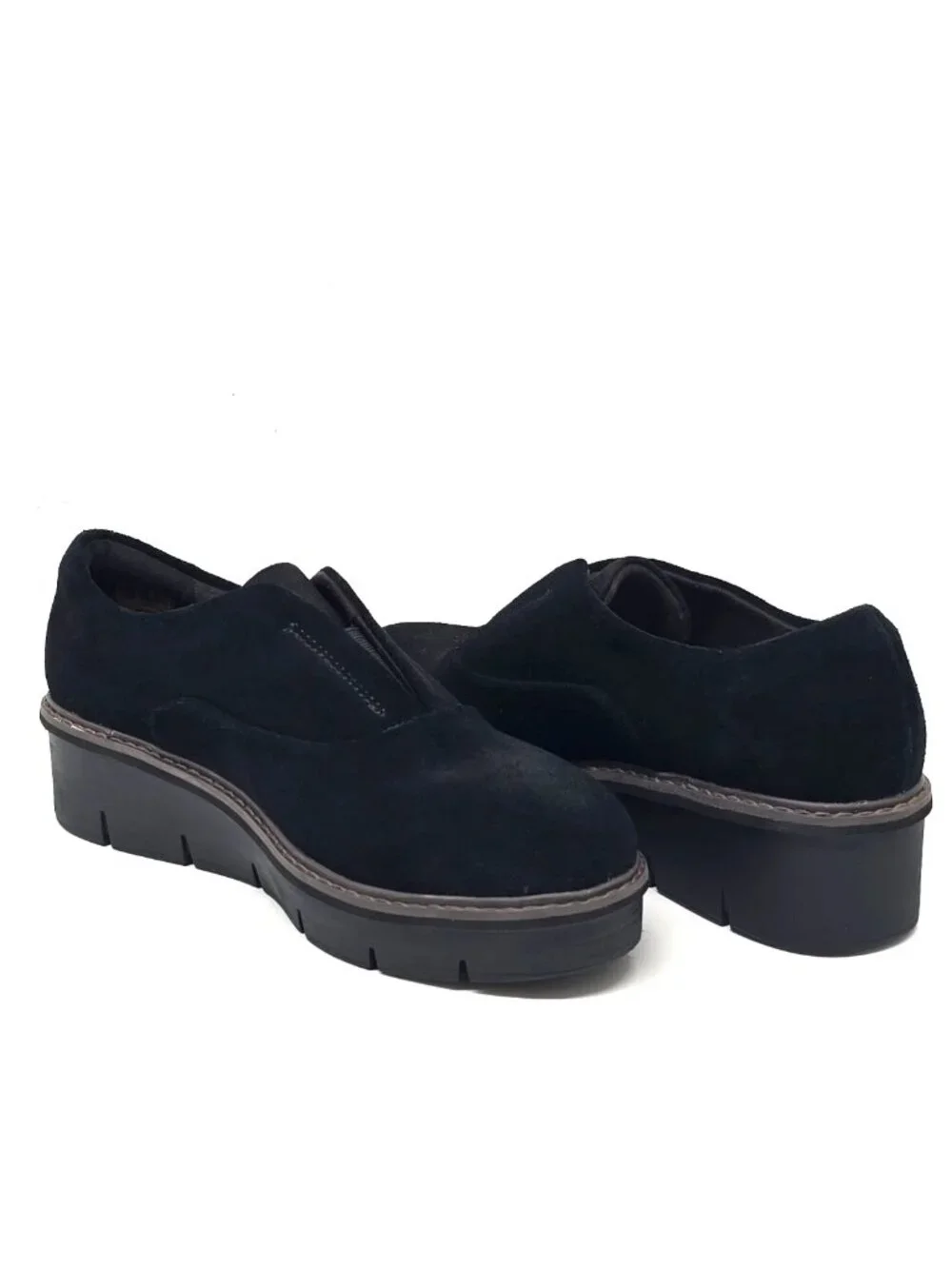 Clarks Airabell Sky Black Suede Slip-on Comfy Platform Wedge Women's Size 8M